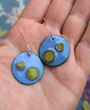 Enameled Copper Earrings - Psychedelic Blue and Green
