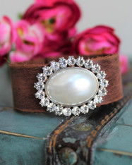 Pearl Bling Boho Chic Leather Cuff