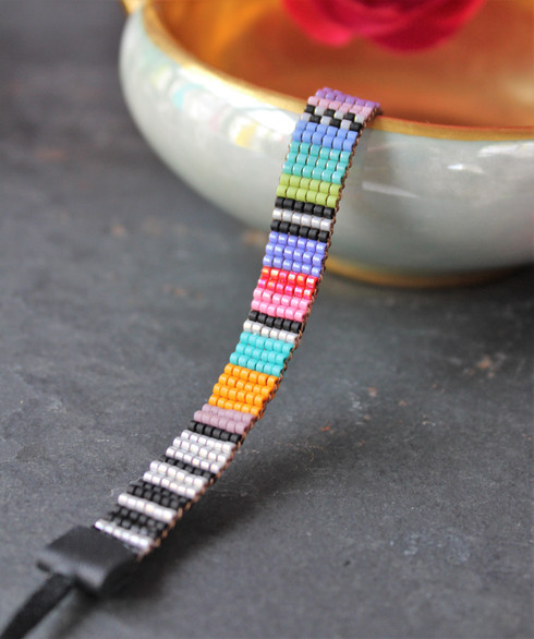 Multicolored Hand Loomed Beaded Bracelet