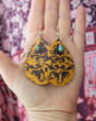 Stamped Leather Earrings - Mustard