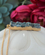 Natural Druzy Bar Necklace Gold Dipped