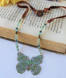 Ancient Roman Glass Butterly Leather Bohemian Necklace