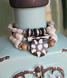 African Bracelet Set Cream and Black Stretch Bone Bracelets