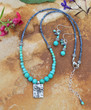 Heavenly Light Sapphire Turquoise Necklace Earrings Set Blue