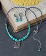 Heavenly Light Sapphire Turquoise Necklace Earrings Set Blue