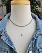 Sunshine and Denim Sapphire Dainty Delicate Sterling Silver Chain Tiered Necklace