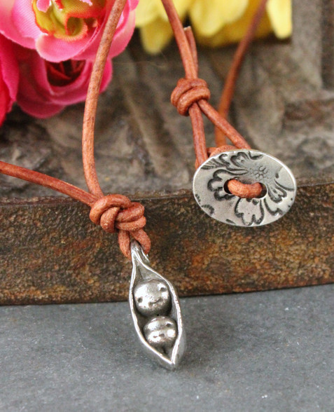 Two Peas In A Pod Mom Mother's Day Necklace Leather Boho Chic Bohemian Simple Cool