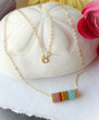 ROLLO Necklace Diani Ombre Gradient Pastel Gold Chain Seed Beads