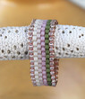 Beaded Ring Band Neutral Colors Peyote Stitch Wide Band