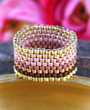 Beaded Ring Band - Metallic Ombre Gold Rose Gold Ombré