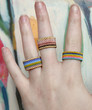 Beaded Ring Band - Rio Bright Primary Colors Peyote Wide Band Boho Chic