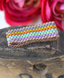 Beaded Ring Band - Fiesta Colorful Bright Fun Colors Peyote Wide Band