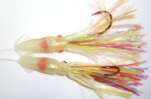 R9J8 1-pack 9" B2 Squid With 8 Oz Jig & 8/0 Hook - Soft Plastic Squid Rigged With Hook