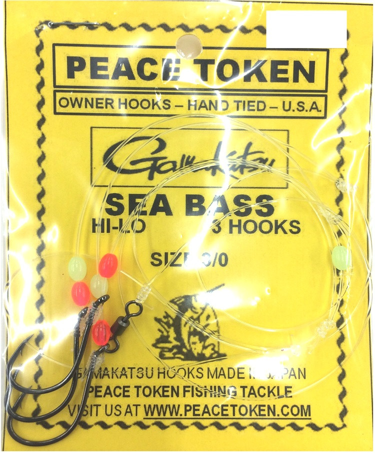 Black Sea Bass Rigs HiLo 3 Hooks Peace Token Fishing Tackle
