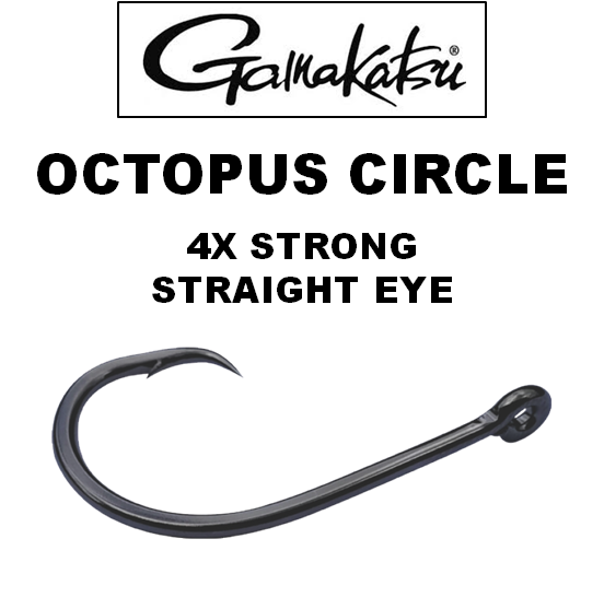 Gamakatsu Octopus Hooks Circle 4X Strong Straight Eye - Size 4/0 - Pack of  6 