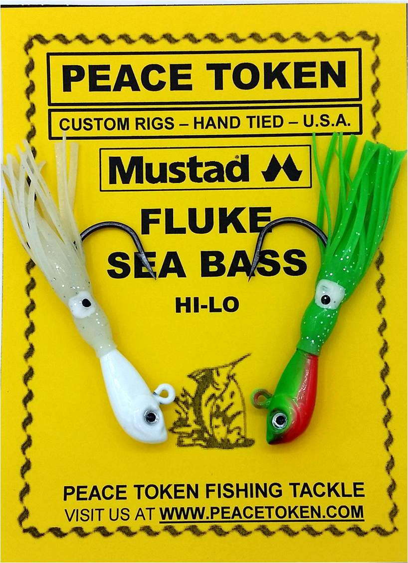 Fluke & Sea Bass 2 Squid Tail Jig Rigs - Peace Token Fishing Tackle