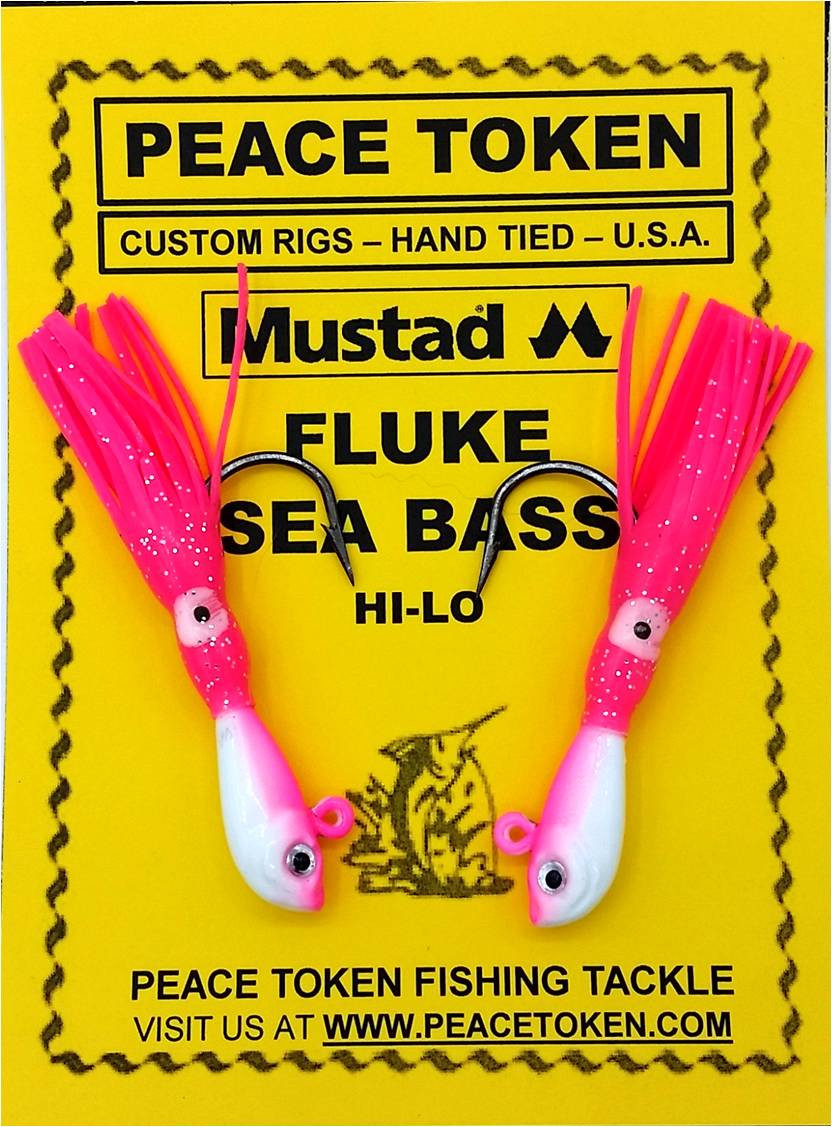 Fluke & Sea Bass 2 Squid Tail Jig Rigs - Peace Token Fishing Tackle