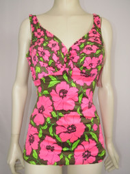 "Catalina" Brown, Pink & Green Floral Swimsuit