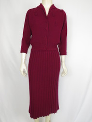 "Kimberly" 2pc Purple Wool Knit Skirt and Top 