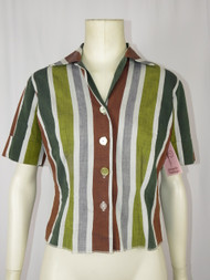 Red, Yellow & Green Striped Button Down Shirt