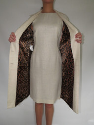 "Dolce & Gabbana" 2pc. Cream Linen w/ Cheetah Lining Dress & Coat