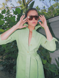 "Halston" ICONIC Mint Green Ultrasuede Coat/Dress w/ Tie Belt