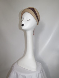 "Glenover" Nude Wool w/ Brown Hat Band Ribbon Pillbox Hat