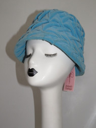 SOLD Light Blue Velvet Ruched Design Bucket Hat