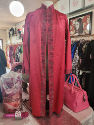 "Maharaja Tellers" Hot Pink Coat w/ Flower Bead Detail on Collar + Sleeves 