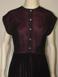 "Elinor Gay" Bubblegum Pink w/ Black Mesh Stripe Pleated Skirt Sleeveless Dress