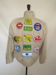 "Manhattan Sport" Tan Zip Up Jacket w/ Various Fishing Patches