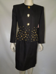 "Givenchy" Black Suit with Large Gold Buttons