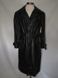 "Jean Pierre" Black Leather Trench Coat with Belt