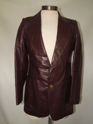 "Pierre Cardin" Cherry Brown Leather Jacket with Gold Buttons