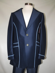 "Kosins" Navy Suit with Light Blue Trim & Gold Dragon Buttons
