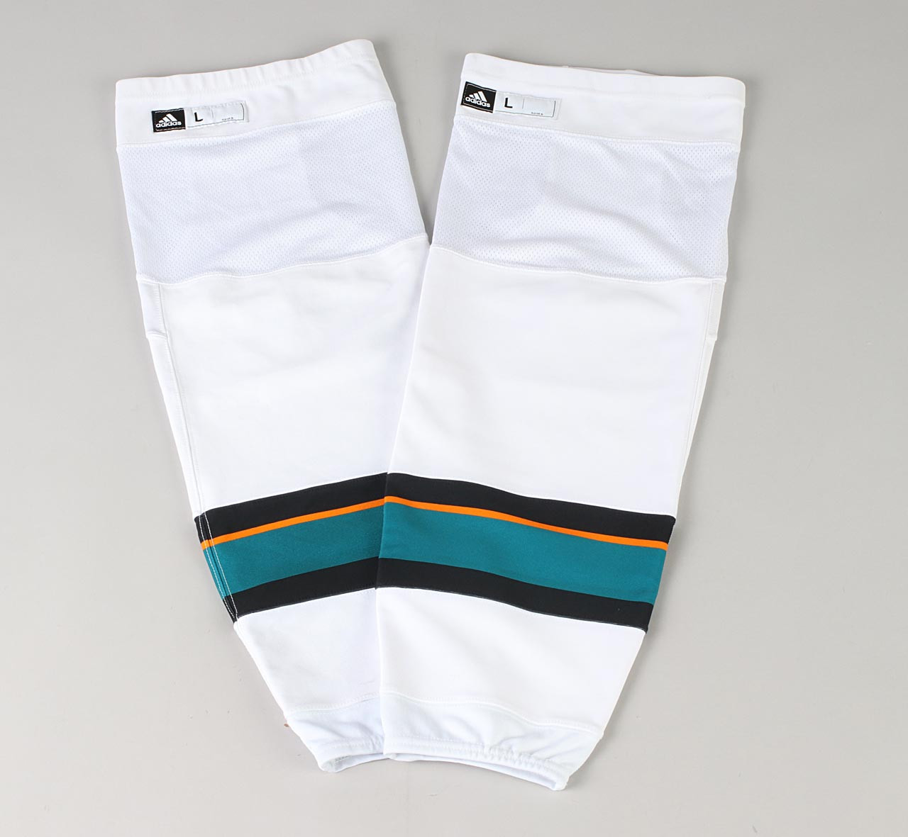 Theoretisch plank af hebben Game Sock - San Jose Sharks - White Adidas Size XL - Pro Stock Hockey