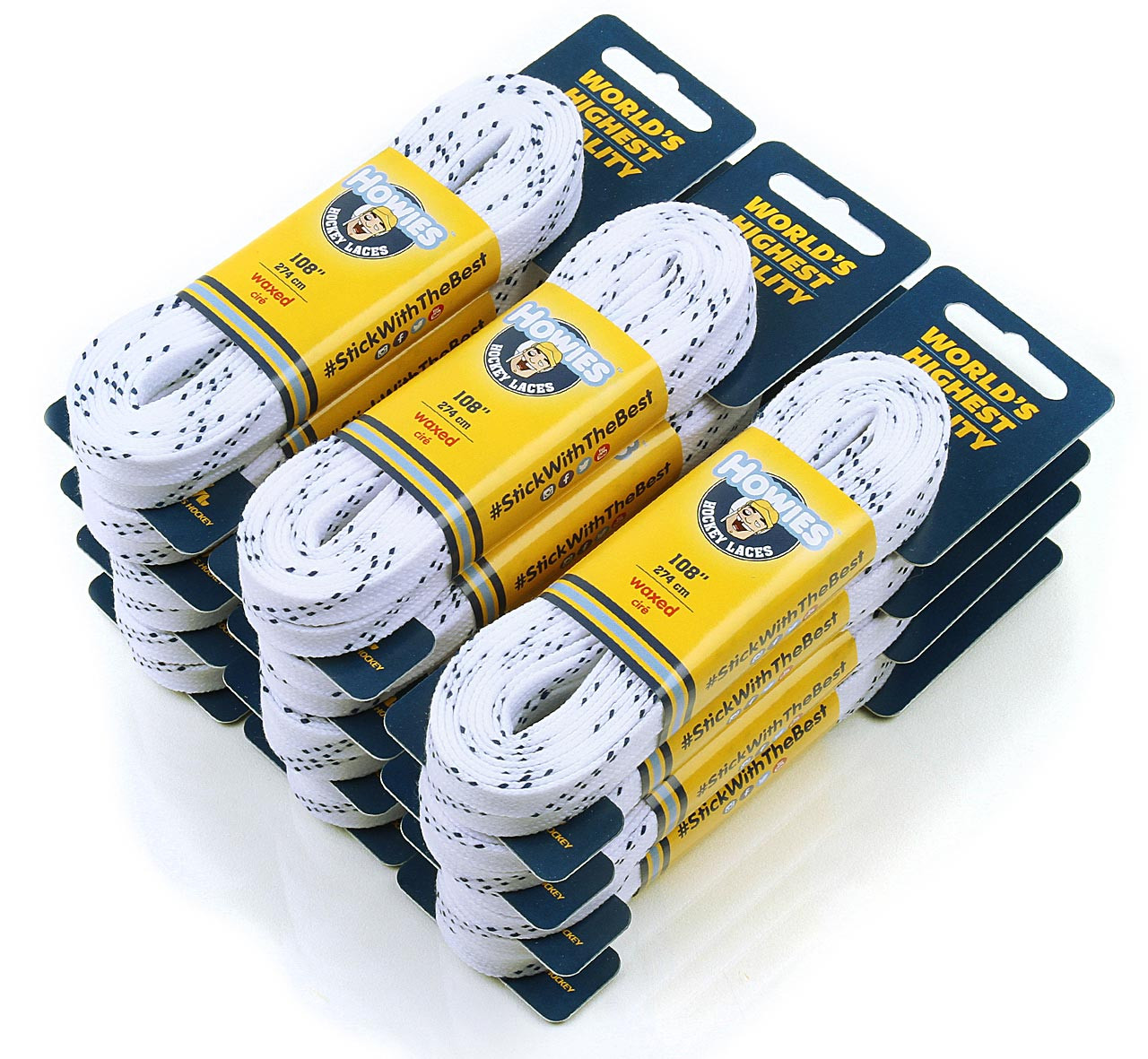Howies White Waxed 108" Hockey Skate Laces 12pk Pro Stock Hockey