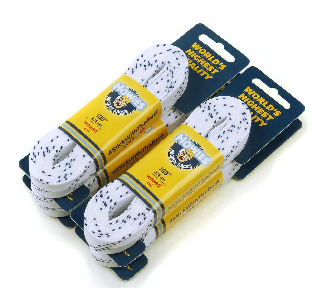 Howies White Waxed 120" Hockey Skate Laces 4pk Pro Stock Hockey