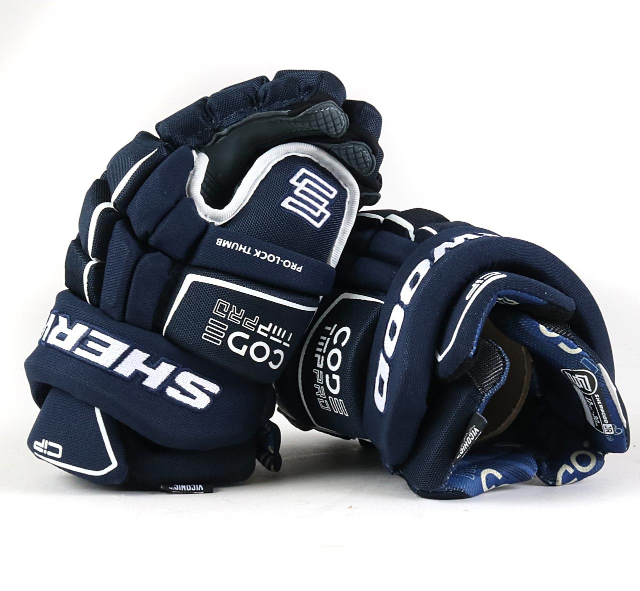 12" Sherwood Code TMP Pro Navy Gloves Pro Stock Hockey