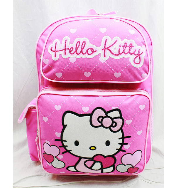 Backpack Hello Kitty Glitter Heart Pink School Bag 16" 83069 - Hobby Hunters
