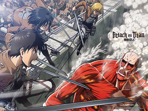 pic Titan Colosal Wall wall scroll attack on titan eren mikasa armin vs colossal titan ge60226
