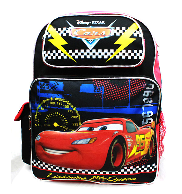 Disney Cars Black Backpack School Book Bag Backpack 16" for Kids 