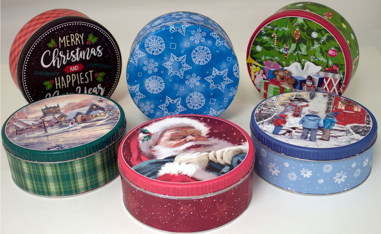 Round Cookie Tin 2017 Holiday 2 LB (1 Style Only) tin9729776 Hobby