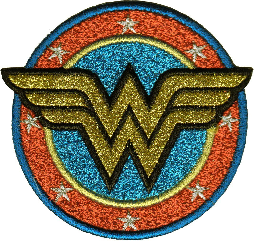 Patch Dc Comics Wonder Woman Shield Gold Glitter Iron On P Dc 0177