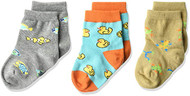 Infant Crew Socks K-Bell Colorful Fish 3Pk Charcoal Heather (12-24)