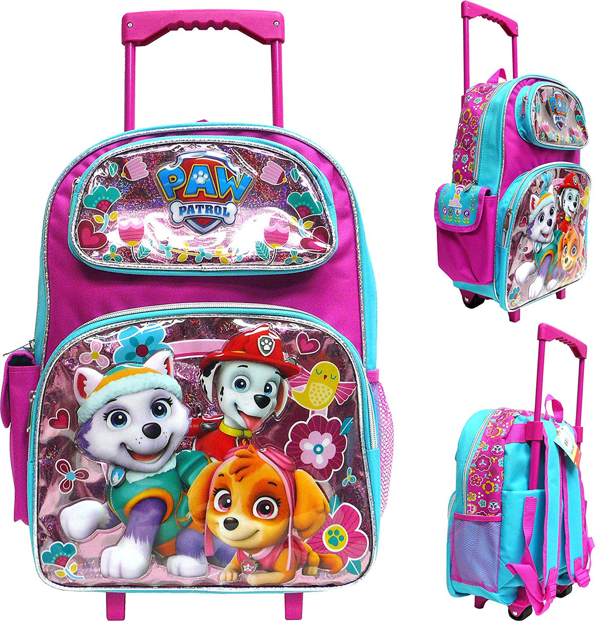 Paw Patrol Rolling Backpack 16" Rolling Backpack Roller Luggage Lunch Bag 2 pcs 