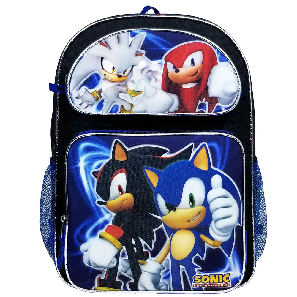 Sonic The Hedgehog Large School Backpack 16"  Bag Shadow Tails Knuckles Sonic