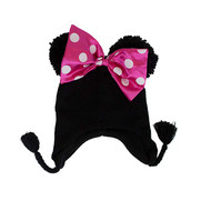 Beanie Cap Minnie Mouse Bow Peruvian Black Kids 022797