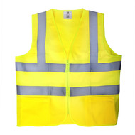 TR Industrial Neon Yellow High Visibility Front Zipper Safety Vest, Size Medium, Pack of 5