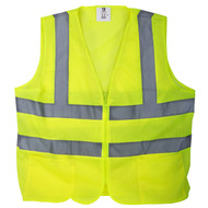TR Industrial Neon Yellow High Visibility Front Zipper Mesh Safety Vest, Size XXXL